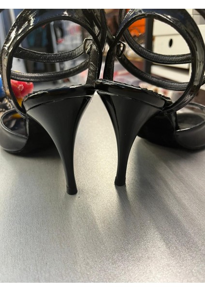 Siyah Rugan Kelebek Model 8,5 cm 13 Pont Topuk Boyu Tango, Dans ve Salon Ayakkabısı indirimleri