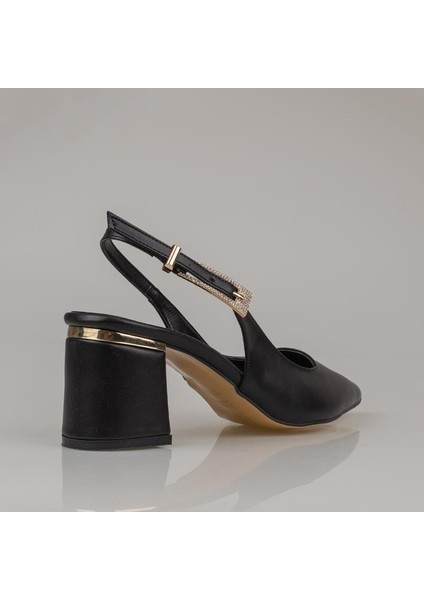 Siyah Taş Kemerli Arkası Açık Sivri Burun Kadın Klasik fırsatları