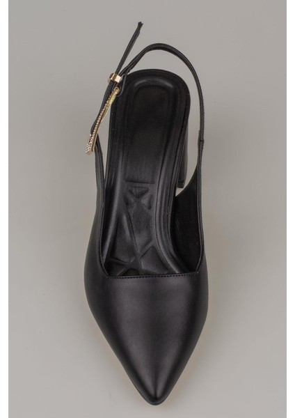 Siyah Taş Kemerli Arkası Açık Sivri Burun Kadın Klasik indirimleri