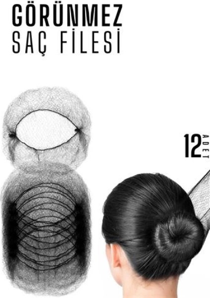 Siyah Saç Filesi Görünmez 12 Adet