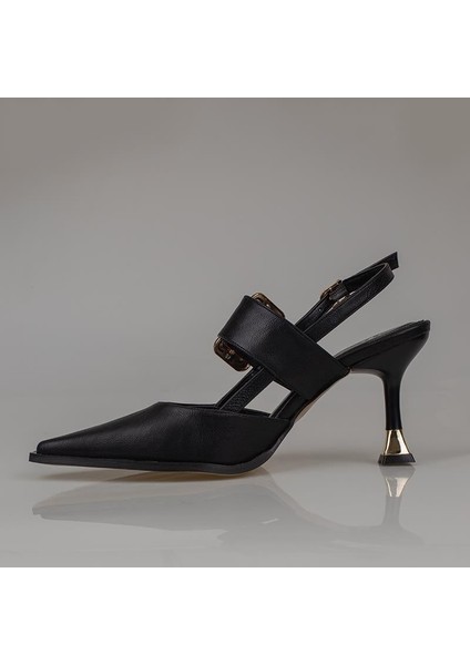 Siyah Suni Deri Kemerli Kadın Klasik Ayakkabı modelleri