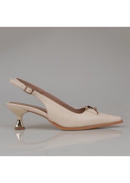 Krem Arkadan Açık Fındık Topuk Sivri Klasik Ayakkkabı fiyatları