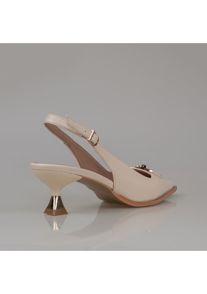 Krem Arkadan Açık Fındık Topuk Sivri Klasik Ayakkkabı fırsatları