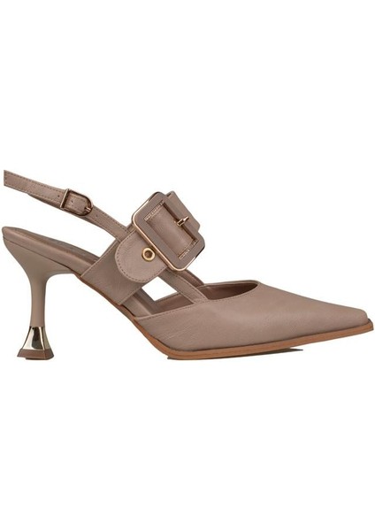 Kahverengi Suni Deri Kemerli Kadın Klasik Ayakkabı