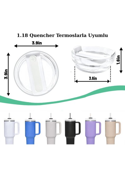 Quencher 40 Oz 1.18 Lt Uyumlu Pipetli Termos Kapak 3 Adet Pipet ile Birlikte fiyatları