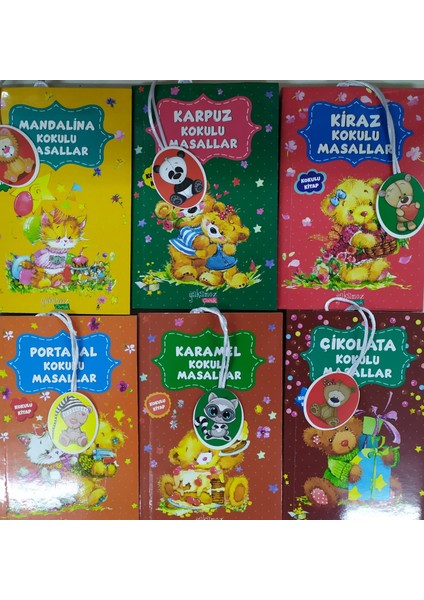 Kiraz+Portakal+Karamel+Çikolata+Mandalina+Karpuz Kokulu Masallar - Kokulu Kitaplar 6 Lı Set