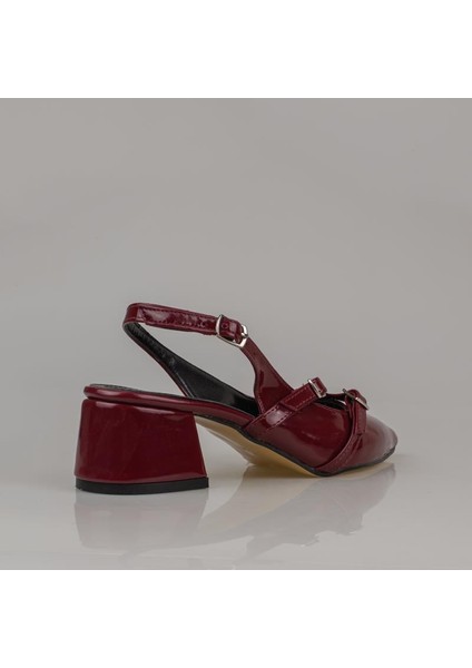 Bordo Rugan Çift Toka Arkası Açık Kadın Klasik Ayakkabı fırsatları