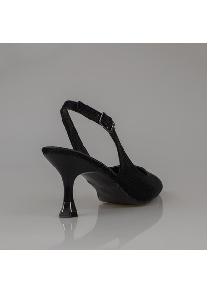 Siyah Arkası Açık Kadın Düz Çizgili Klasik Ayakkabı fırsatları