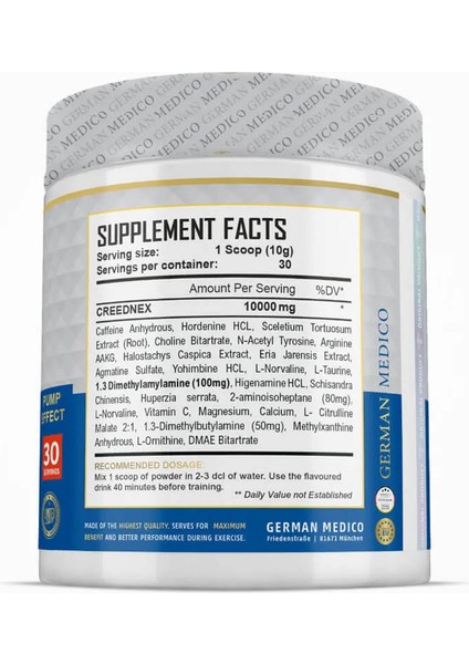 German Medıco Creednex Dmha Pump Preworkout - Usa Menşei fiyatları