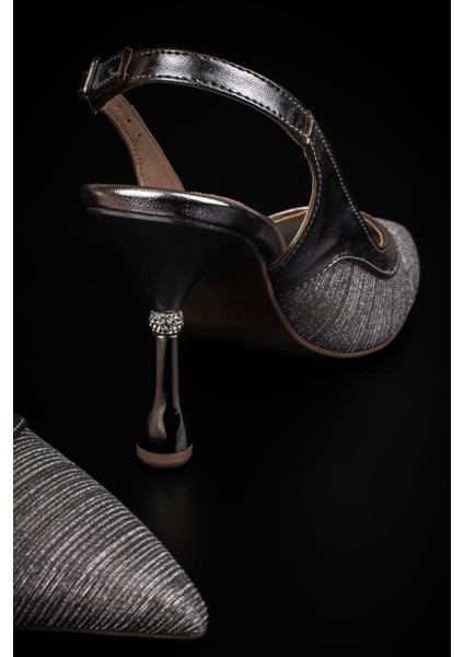 Gümüş Kadın Şeffaf Simli Klasik Topuklu Ayakkabı indirimleri