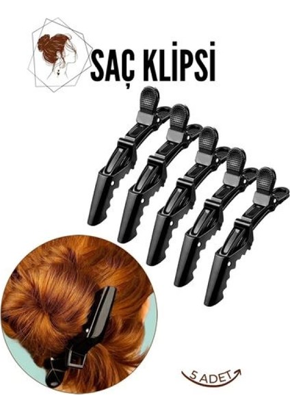 Saç Pensi Saç Klipsi 5 Adet Crocodile Design