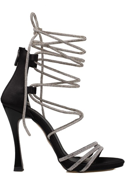 Siyah Bilekten Bağlamalı Taşlı Kadın Klasik Ayakkabı fırsatları