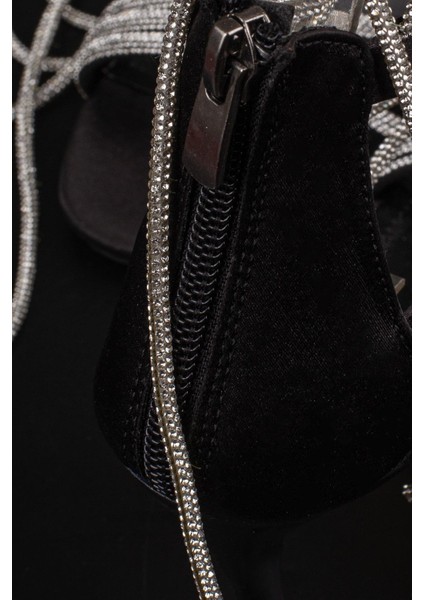 Siyah Bilekten Bağlamalı Taşlı Kadın Klasik Ayakkabı indirimleri