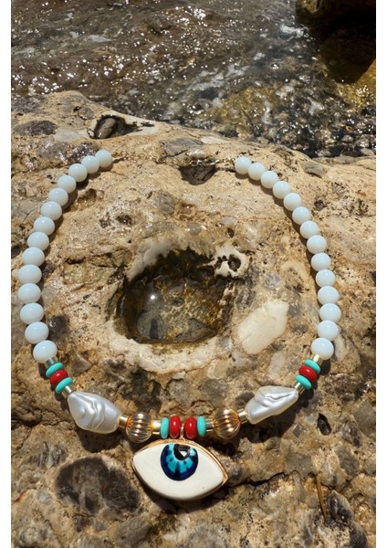 Premium Seri Seramik Gözlü Kolye Kırmızı fiyatları