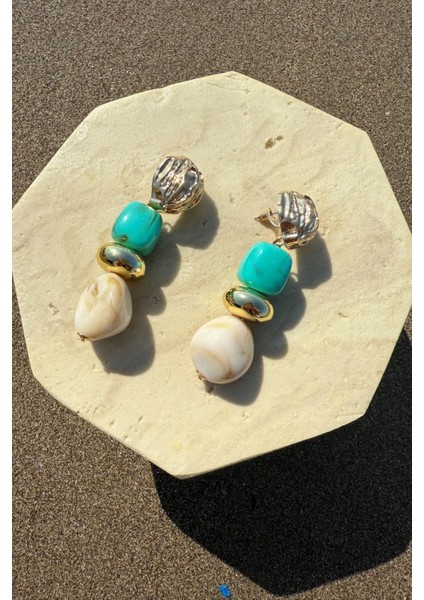 Renkli Boncuklu Küpe Turuncu