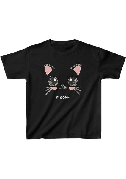 Unisex Çocuk Baskılı T-Shirt - Siyah
