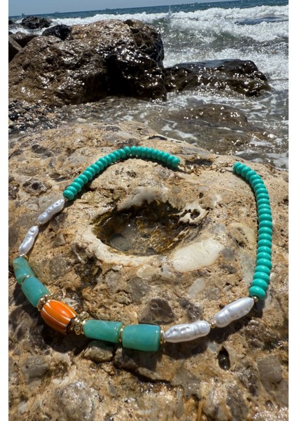 Çok Renkli Kolye Krem/kırmızı fırsatları