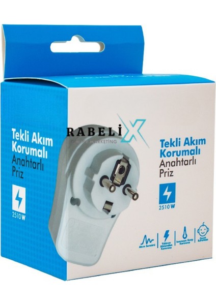 Yüksek Kaliteli Akım ve Çocuk Korumalı Tekli Priz 2510 Watt Anahtarlı LED Işıklı 10 Amper fırsatları