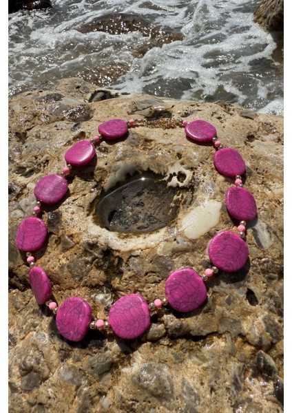 Boncuklu Kolye Pembe modelleri