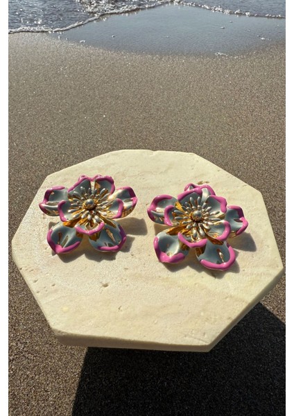 Çiçekli Maxi Küpe Pembe fırsatları