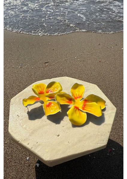 Renkli Maksi Çiçek Küpe Sarı