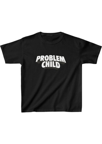 Unisex Çocuk Baskılı T-Shirt - Siyah