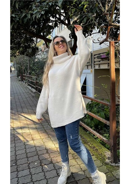 Bej Degaje Yaka Uzun Kazak fırsatları