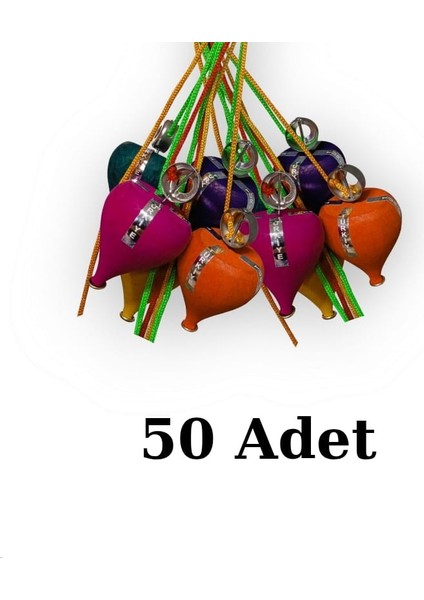 Renkli Ağaç Topaç (50 Adet)