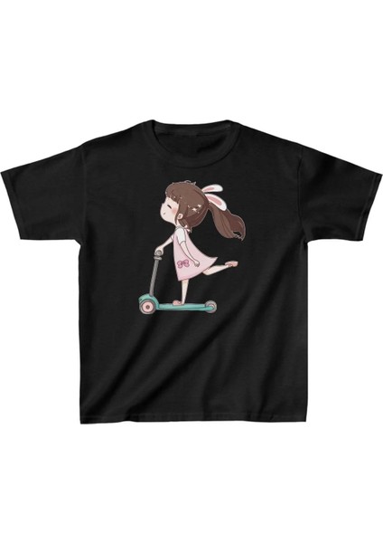 Unisex Çocuk Baskılı T-Shirt - Siyah