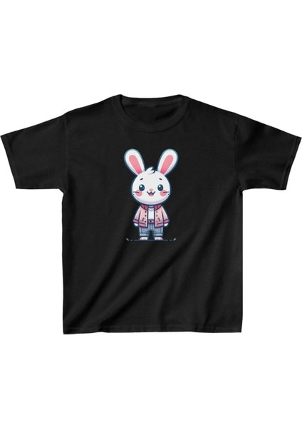 Unisex Çocuk Baskılı T-Shirt - Siyah