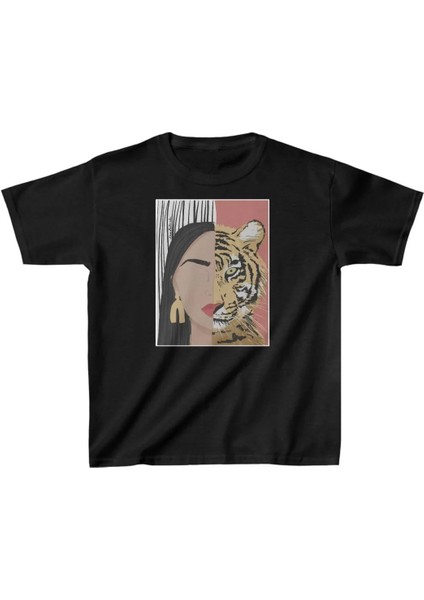 Unisex Çocuk Baskılı T-Shirt - Siyah