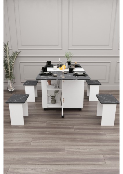 Mutfak Masası Yemek Masası 4 Tabureli Çok Amaçlı Mutfak Masası