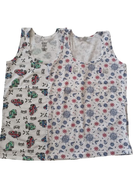 3'lü Erkek Çocuk Desenli Esnek Atlet