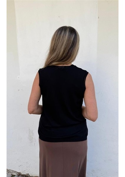 V Yaka Simli Sıfır Kol Triko modelleri