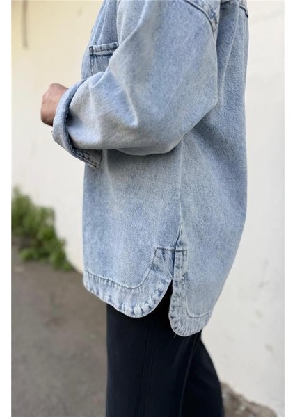 Mavi Büyük Cepli Kot Ceket fiyatları