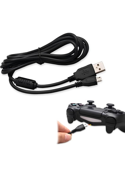 Ps4 Dualshock USB Şarj Kablosu Ps4 Joyistik Uyumlu Oyun Kolu Controller (2 Metre) Şarj Kablosu