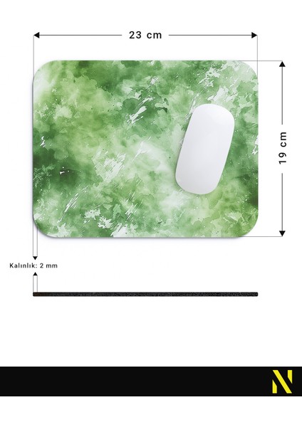 Yeşil Renkli Desenli Ergonomik Mouse Pad - 23 cm x 19 cm - Kaydırmaz Taban Ev ve Ofis Kullanımı Için Ideal Fare Altlığı Mousepad