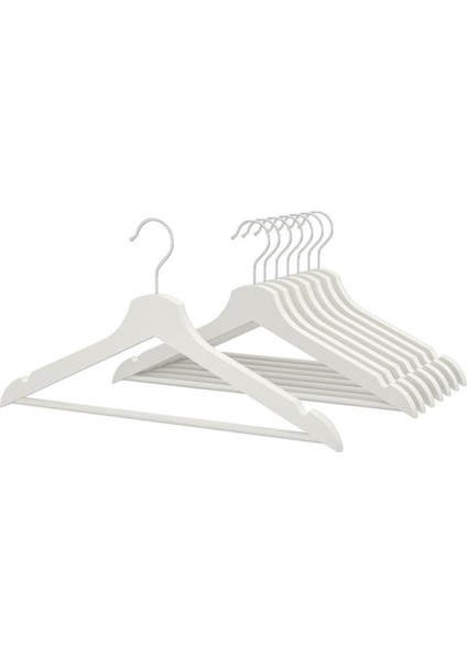 24 Adet Görünümü Beyaz Ahşap Elbise Askısı Büyük Boy En Kaliteli Plastikten Sağlam Ultra Lüx Kalite