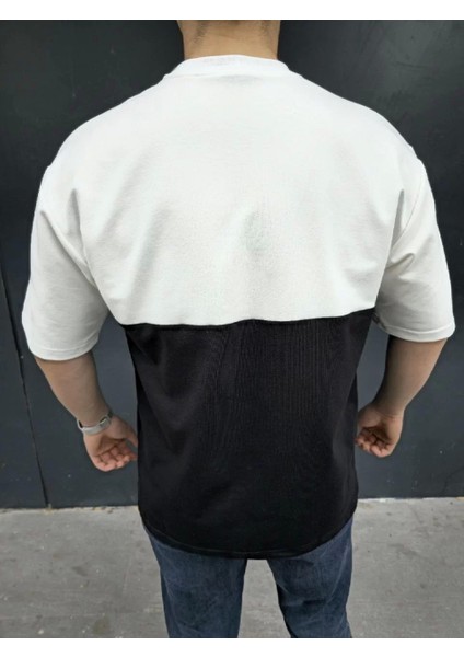 Unisex Torba Cep Detaylı Parçalı T-Shirt - Siyah fırsatları