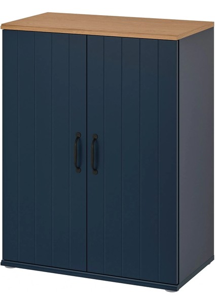 Skruvby Büfe 70 x 90 cm Mavi Siyah 2 Kapaklı Raflı Dolap