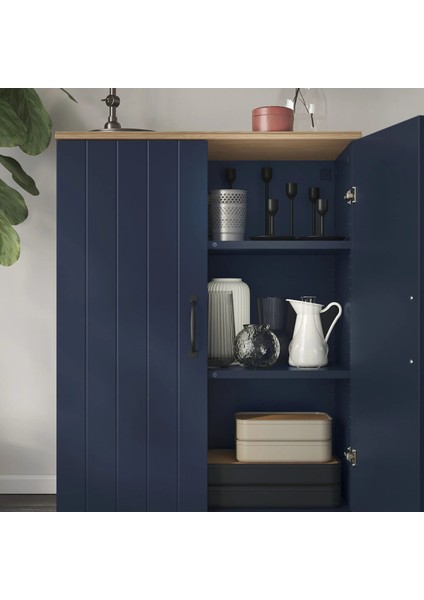 Skruvby Büfe 70 x 90 cm Mavi Siyah 2 Kapaklı Raflı Dolap modelleri