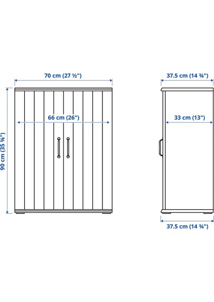 Skruvby Büfe 70 x 90 cm Mavi Siyah 2 Kapaklı Raflı Dolap indirimleri