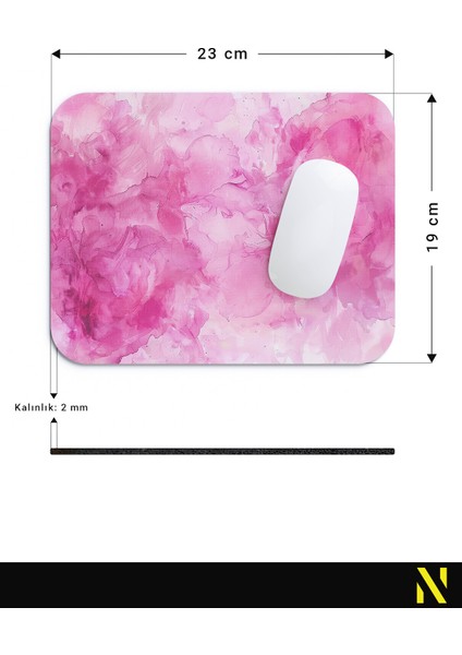 Pembe Renkli Desenli Ergonomik Mouse Pad - 23 cm x 19 cm - Kaydırmaz Taban Ev ve Ofis Kullanımı Için Ideal Fare Altlığı Mousepad