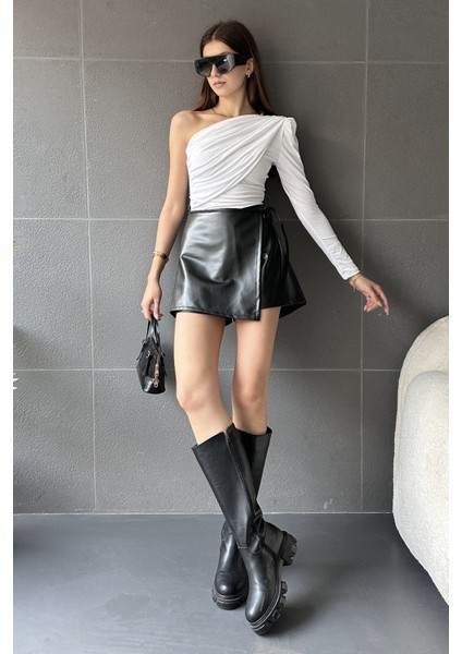 Ip Bağlamalı Deri Şort Etek fırsatları