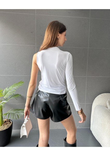 Tek Omuz Drape Detaylı Bluz indirimleri