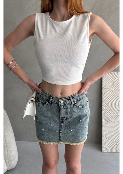 Sırtı Kemer Detaylı Kaşkorse Crop Bluz modelleri