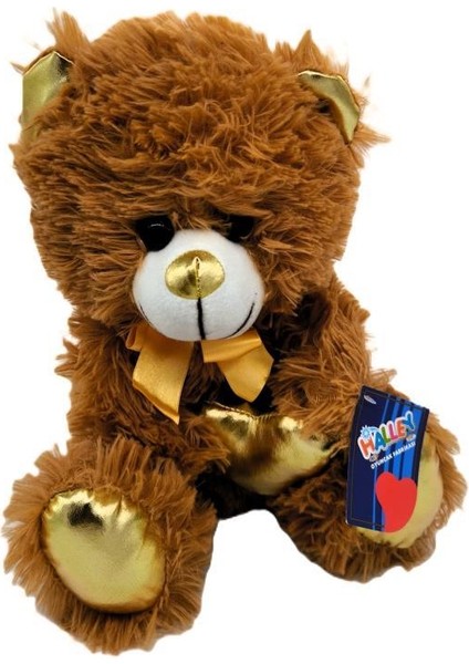Parlak Kalpli Kahverengi Tüylü Peluş Ayı 30 cm