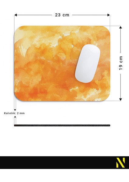 Turuncu Renkli Desenli Ergonomik Mouse Pad - 23 cm x 19 cm - Kaydırmaz Taban Ev ve Ofis Kullanımı Için Ideal Fare Altlığı Mousepad