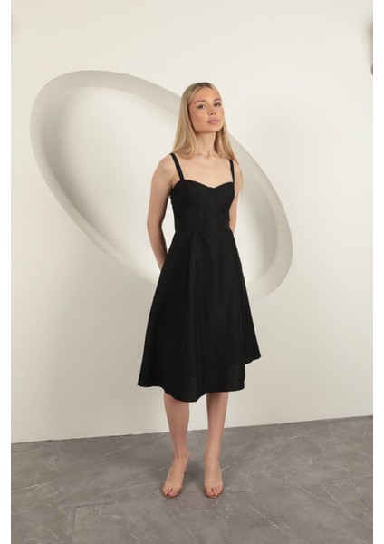 Askılı Midi Elbise-Siyah modelleri