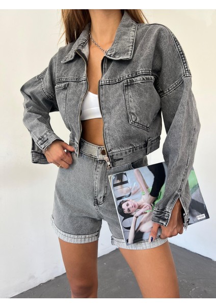 Fermuarlı Çift Cepli Denim Ceket fiyatları